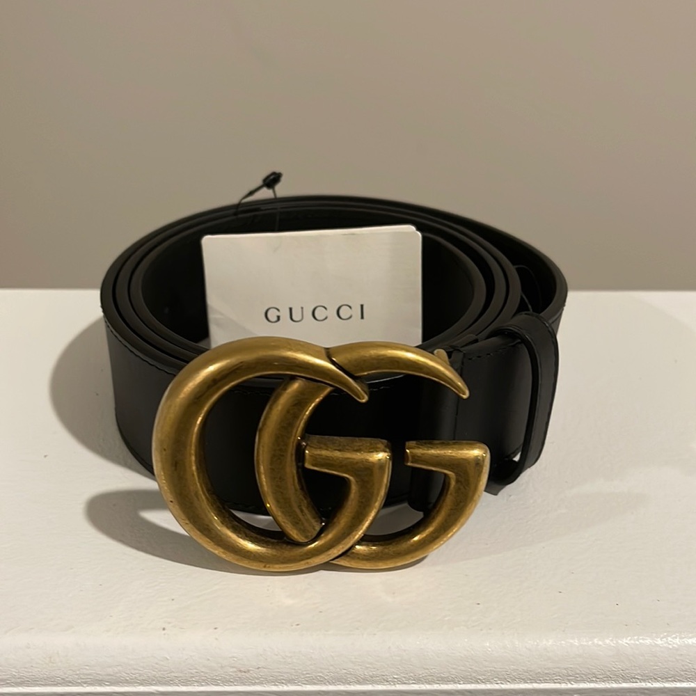Gucci Black Leather Double GG Belt